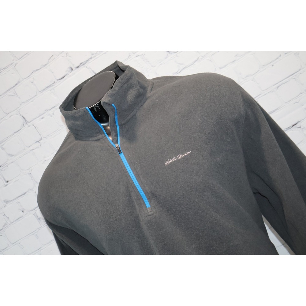 Eddie Bauer Fleece Pullover Men 3XLT TALL Gray Polartec 1/4 Zip Mock Neck Logo